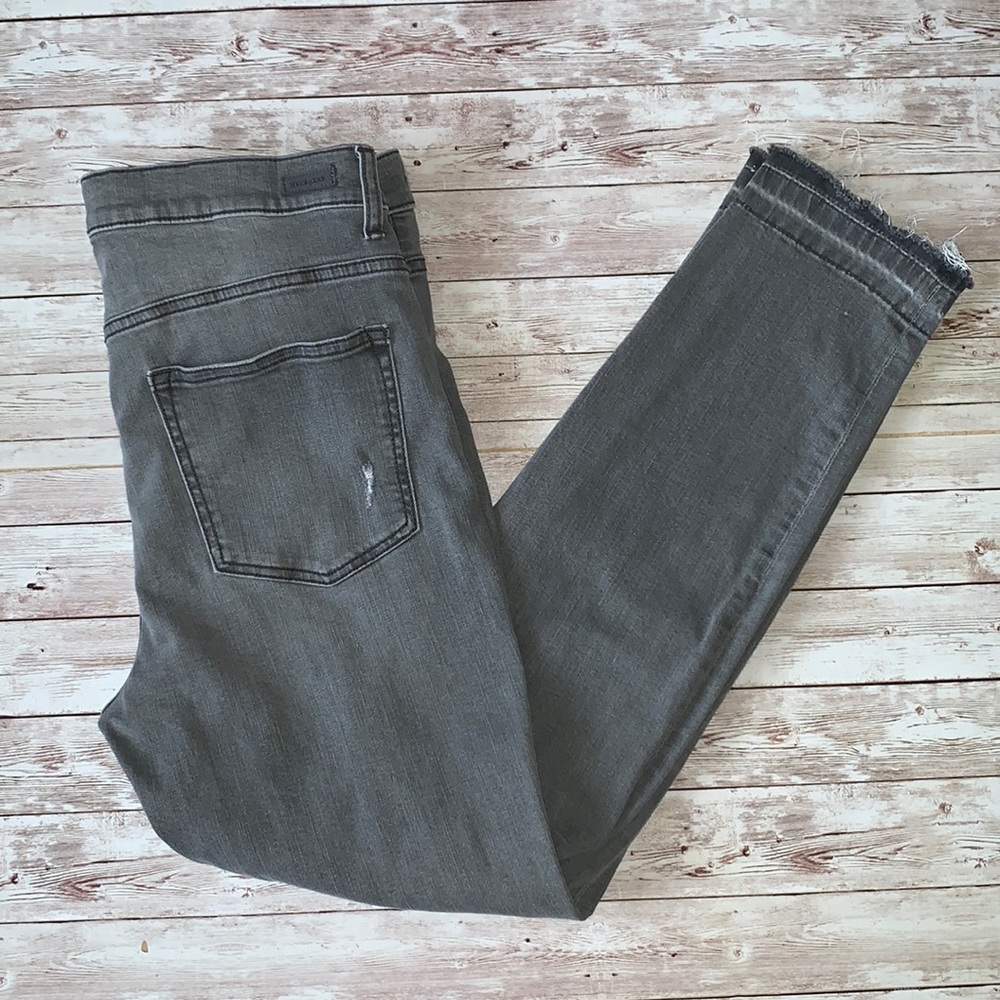 Sneak Peek High Rise Gray Jeans Raw Hem Size 13